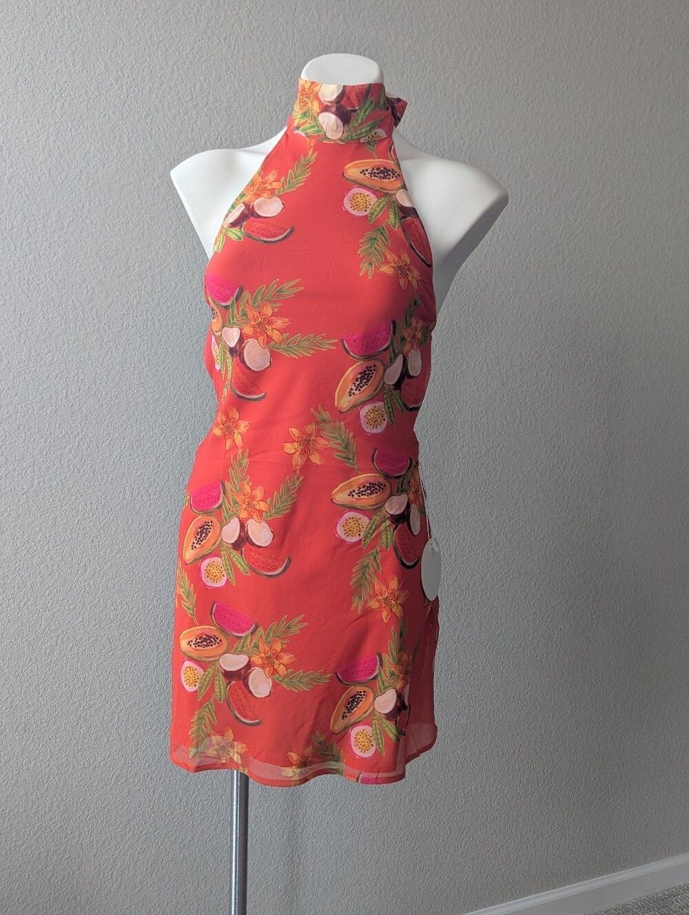 Bailey Rose Halter Mini Dress with Tropical Fruit Print